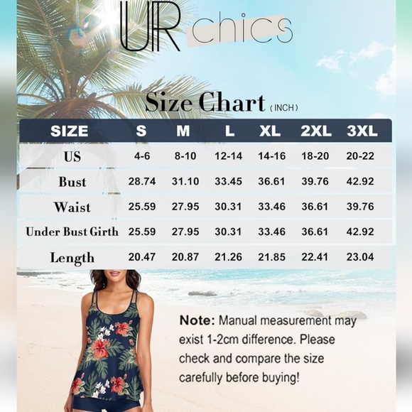 URCHICS PLUS SIZE 2 Piece Tankini - Picture 4 of 5